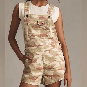 Pilcro Beige and green Camo Short Overalls